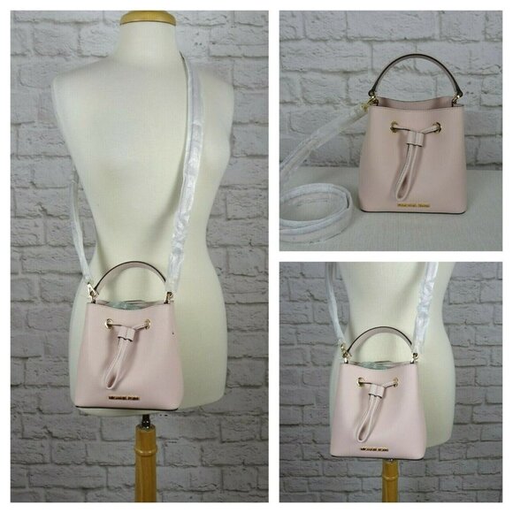 NWT Michael Kors Suri Small Crossbody Bucket Bag Powder Blush Pink Saffiano - Picture 2 of 15